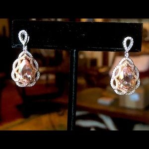 Pink Morganite and Diamond Drop Earrings NWT